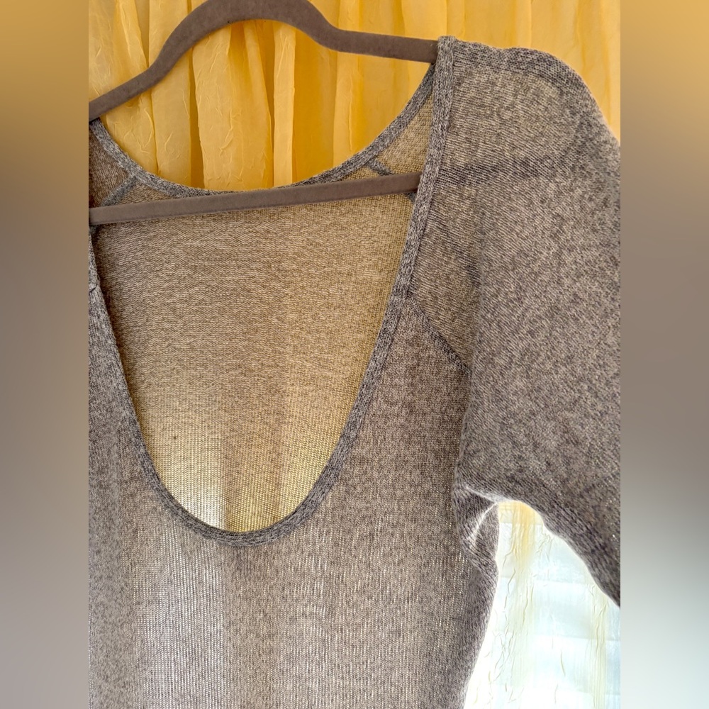 Gray Slouchy Knit Long Sleeve Top